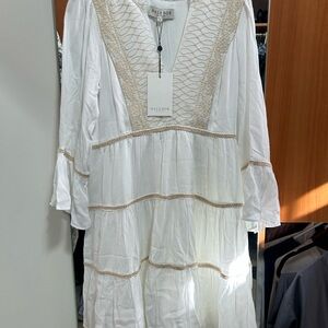 Hale Bob Ivory and Beige Embroidered Dress